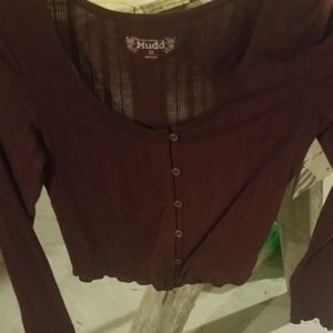 Mudd Cranberry Crop Top Sweater Juniors Small